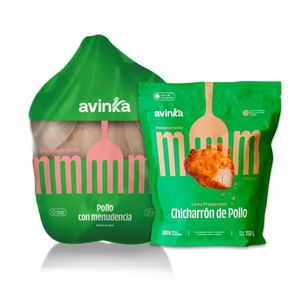 Pack 1 pollo enteros con menudencia 1.8 kg a 2 kg + Chicharrón de pollo 350gr