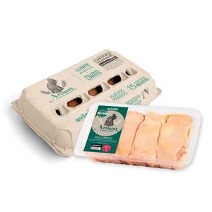 Pack Huevos Artisan x 15 unidades + Muslos Artisan x 500 gr