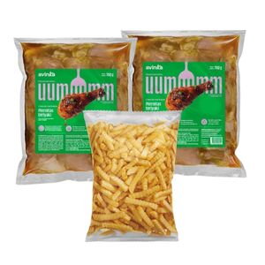 Pack 02 Piernitas de pollo teriyaki x 700 gr. + Papas ondeadas x 450 gr.