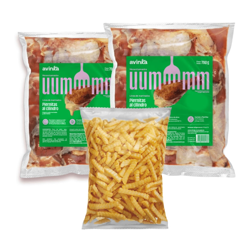 Pack 02 Piernitas al cilindro x 700 gr. + Papas ondeadas x 450 gr..jpg