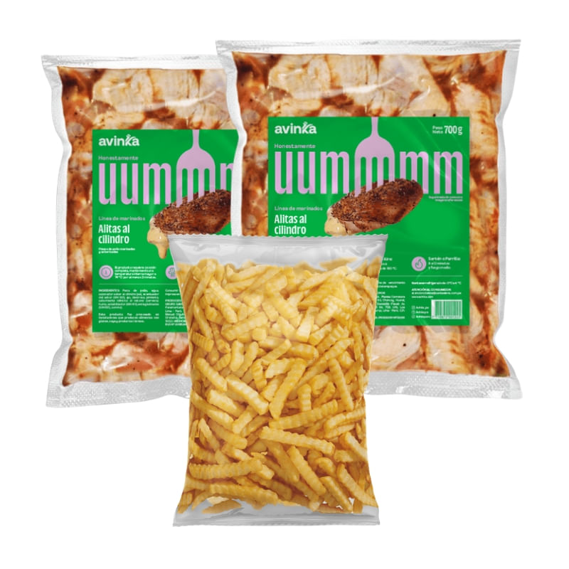 Pack 02 Alitas al cilindro x 700 gr. + Papas ondeadas x 450 gr..jpg