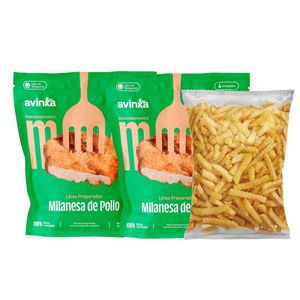 Pack 02 Milanesa de pollo x4 unid 600 gr + Papas ondeadas x 450 gr.