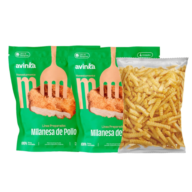 Pack 02 Milanesa de pollo x4 unid 600 gr + Papas ondeadas x 450 gr..jpg