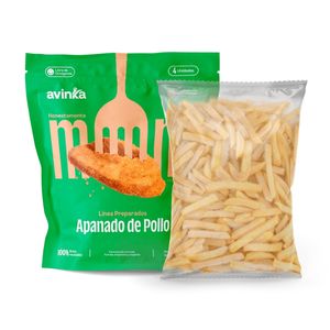 Pack Apanado de pollo x 4 unidades x 400 gr. + Papas precocidas congeladas crunch x 400 gr.