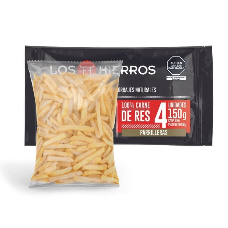 Pack-Hamburguesa-parrillera-premium-de-res-Los-Hierros-x-600-gr.---Papas-precocidas-congeladas-crunch-x-400-gr.