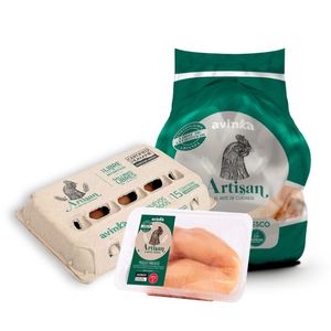 Pack Artisan Filete de pechuga x 450 + Pollo entero de 1.8 a 2 kg + Huevos x 15 unidades