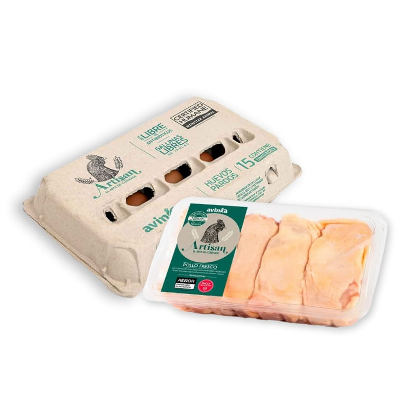 Pack Huevos Artisan x 15 unidades + Muslos Artisan x 500 gr