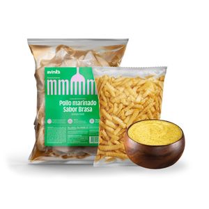 Pack Pollo marinado sabor brasa de 1.3 a 1.4 kg + Papas ondeadas x 450 gr. + Ají de la casa x 200 gr