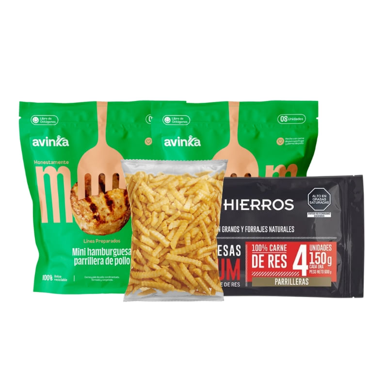 Pack-01-Hamburguesa-parrillera-premium-de-res-Los-Hierros-600-gr---02-Mini-hamburguesa-parrillera-Avinka-8-unidades----01-Papas-ondeadas-450-gr