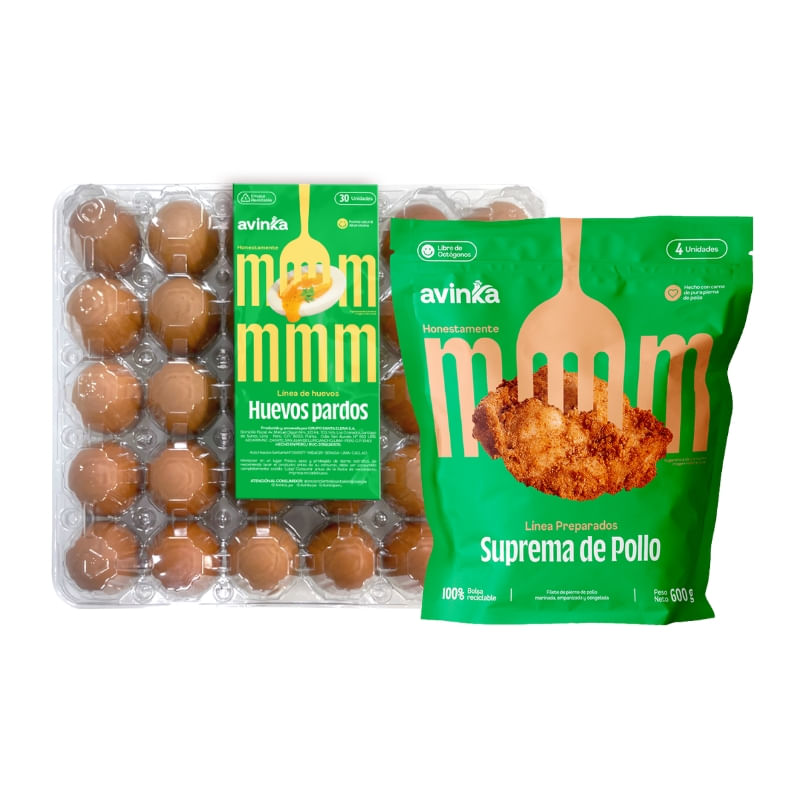 Pack-Huevos-Avinka-Bandeja-30-unidades---Suprema-de-pollo-Avinka-Doypack-4-unidades